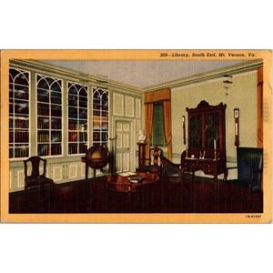 Vintage 1955 Postcard Of Mt. Vernon Library Postmarked With Handwritten Message